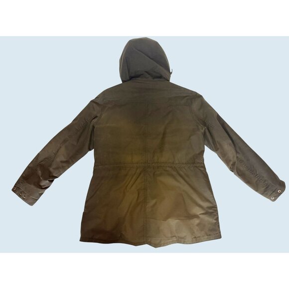 BARBOUR Kelsall Wax Coated Army Green Parka Jacket Coat Size 10 - Picture 7 of 11